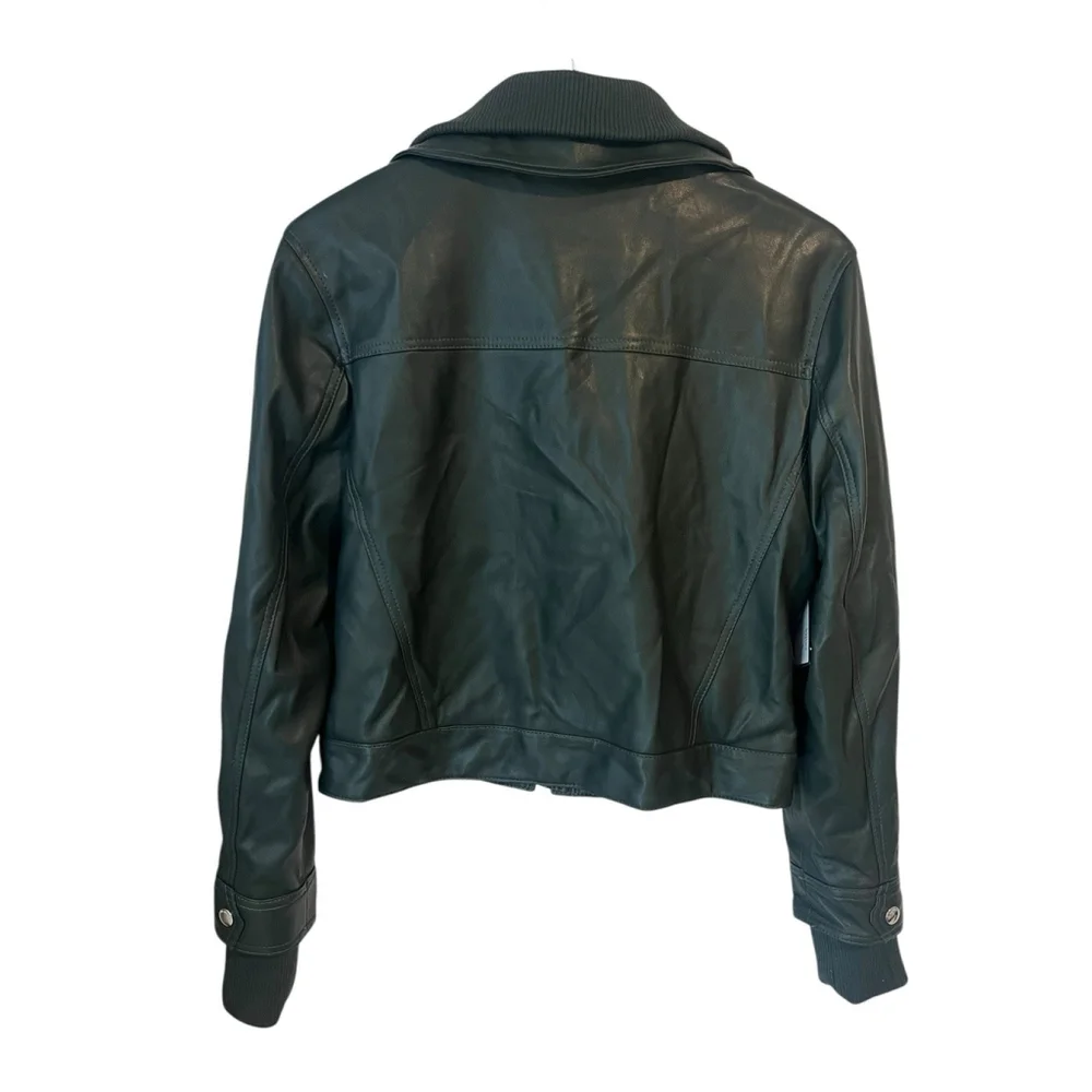 Blank NYC Faux Leather Jacket Green Small - Picture 11 of 11